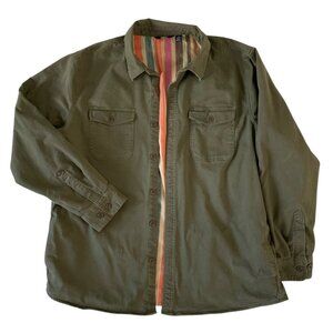 Lands’ End Mens Shacket Flannel Lined XL Green Work Shirt (46-48)